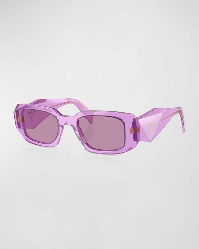 Mirrored Rectangle Acetate Logo Sunglasses